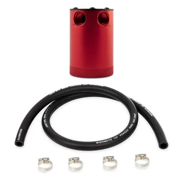 Mishimoto Compact Baffled Oil Catch Can - 2-Port - Red image 2