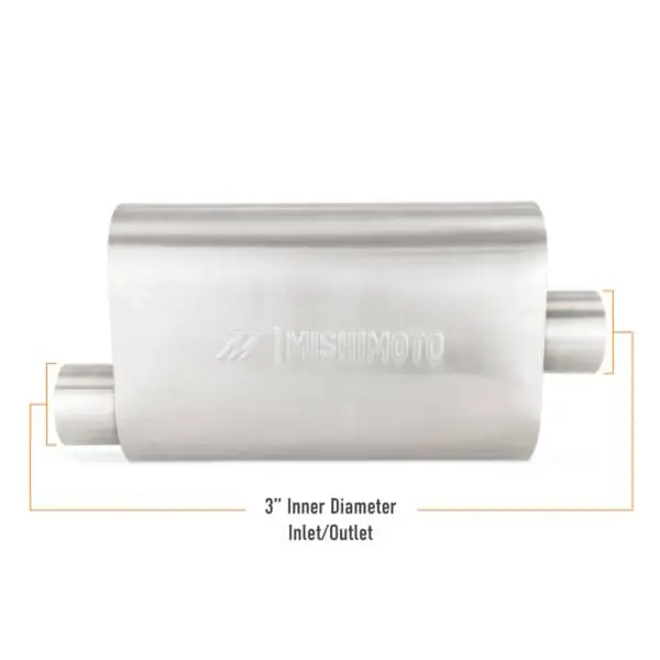 Mishimoto Universal Muffler with 3.0in Offset Inlet/Outlet - Brushed thumbnail 5