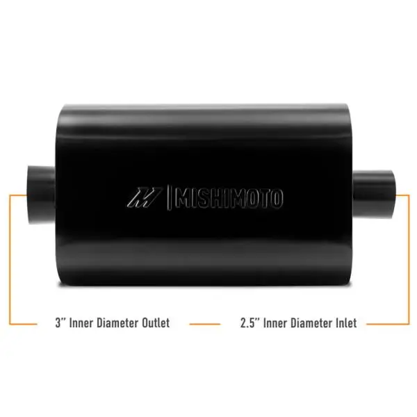 Mishimoto Muffler with 2.5in Center Inlet/Outlet - Angled Tip - Black thumbnail 3