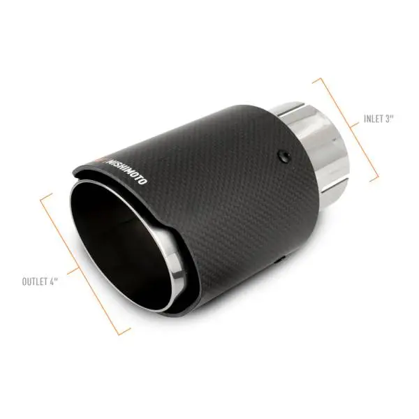 Mishimoto Carbon Fiber Muffler Tip 3in Inlet 4in Outlet Polished thumbnail 3