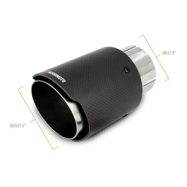 Mishimoto Carbon Fiber Muffler Tip 3in Inlet 4in Outlet Polished thumbnail 6