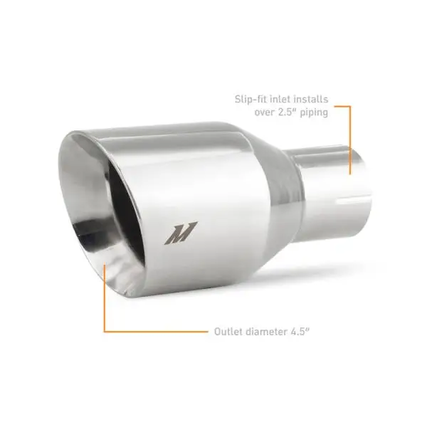 Mishimoto Clamp-on Double Wall Exhaust Tip 2.5 Inlet Slash Cut - polished thumbnail 2