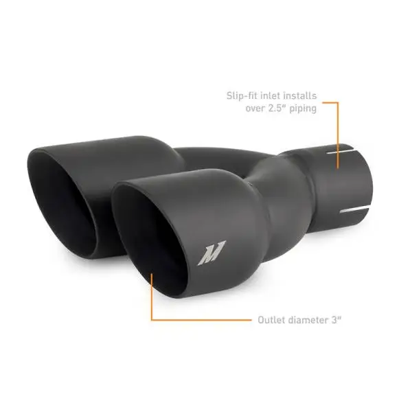 Mishimoto Dual Offset Tips 2.5in Inlet 3in Outlet Slash Cut - Black thumbnail 2
