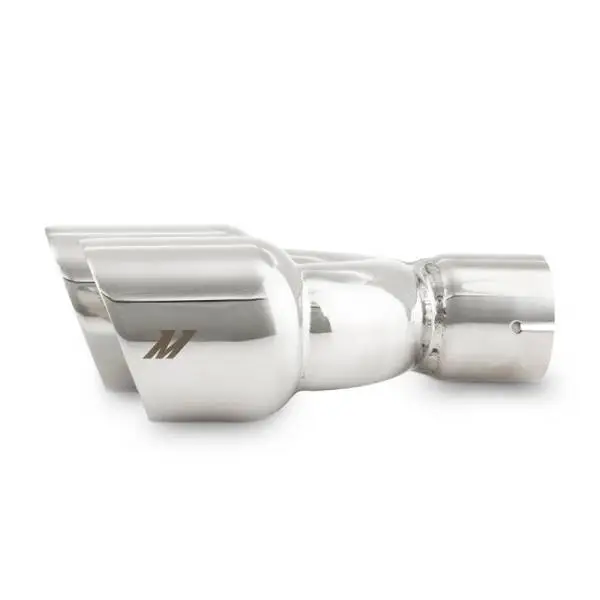 Mishimoto Dual Offset Tips 2.5in Inlet 3in Outlet Slash Cut - Polished thumbnail 3