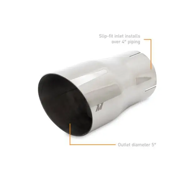 Mishimoto Clamp-On Single Wall Exhaust Tip 5in Outlet - Polished thumbnail 2