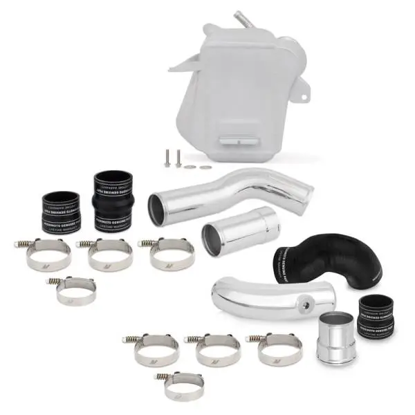 Mishimoto 11-16 Ford 6.7L Powerstroke Air-To-Water Intercooler Kit - Wrinkle Silver w/Polished Pipes