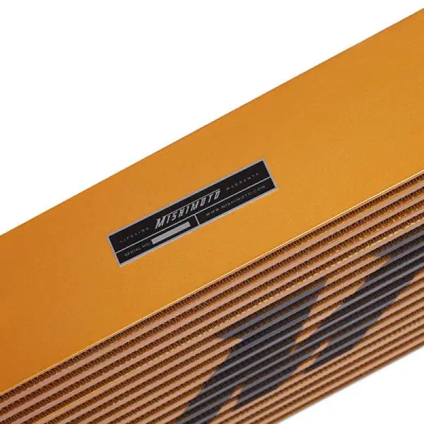 Mishimoto Universal Gold R Line Intercooler Overall Size: 31x12x4 Core Size: 24x12x4 Inlet / Outlet image 6
