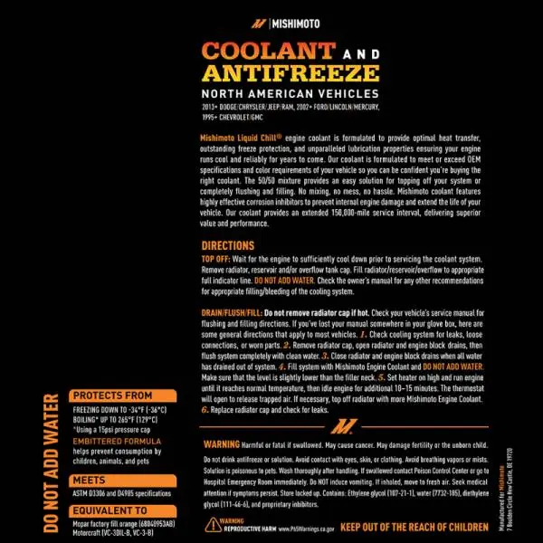 Mishimoto Liquid Chill EG Coolant, North American Vehicles, Orange thumbnail 6