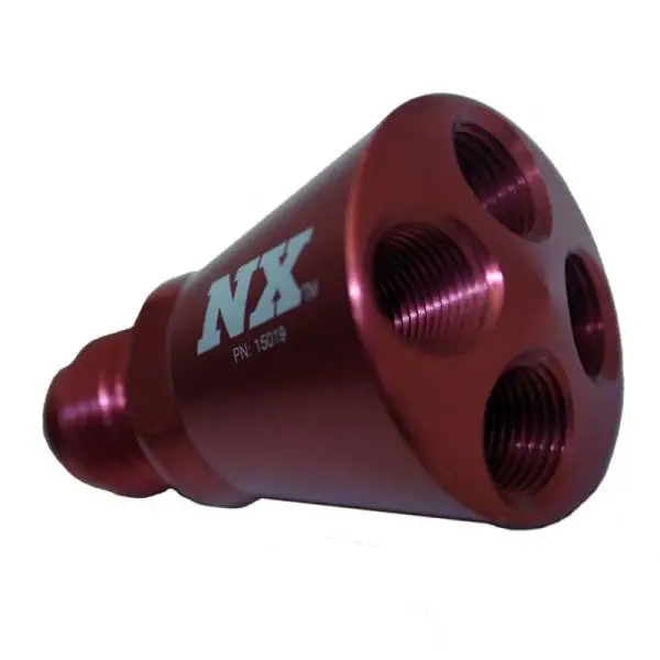 Nitrous Express 4 Port Showerhead Distribution Block w/6AN Inlet - Red thumbnail 3