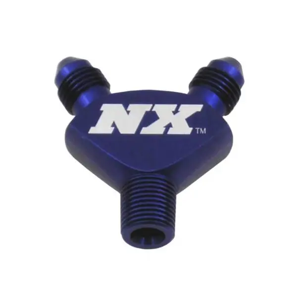 Nitrous Express 1/8NPT x 3AN x 3AN Billet Pure-Flo Y Fitting - Blue