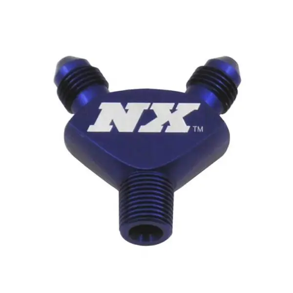 Nitrous Express 1/8NPT x 3AN x 3AN Billet Pure-Flo Y Fitting - Blue image 2
