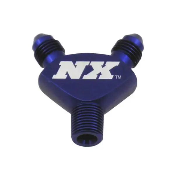 Nitrous Express 1/8NPT x 3AN x 3AN Billet Pure-Flo Y Fitting - Blue image 3