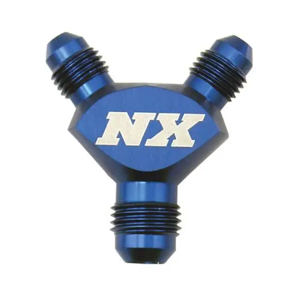 Nitrous Express 8AN x 6AN x 6AN Billet Pure-Flo Y Fitting - Blue image 3