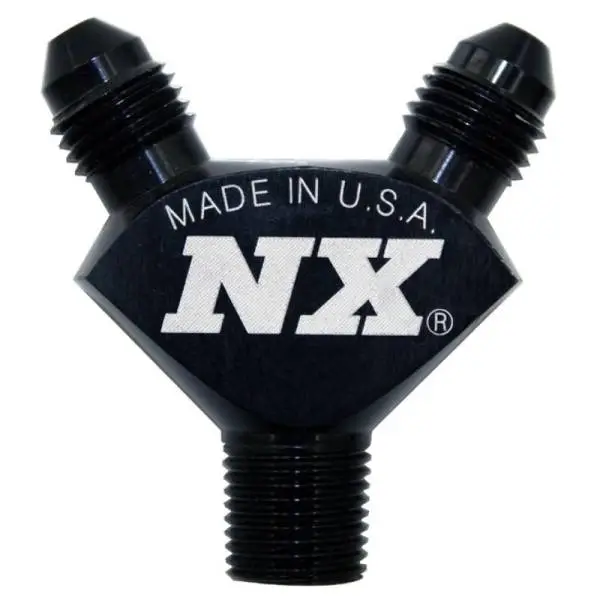 Nitrous Express 1/8NPT x 3AN x 3AN Billet Pure-Flo Y Fitting - Black image 2