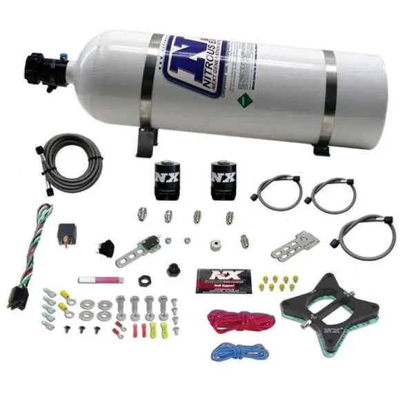 Nitrous Express 96-04 Ford Mustang 4.6L 2 Valve Nitrous Plate Kit w/15lb Bottle thumbnail 2