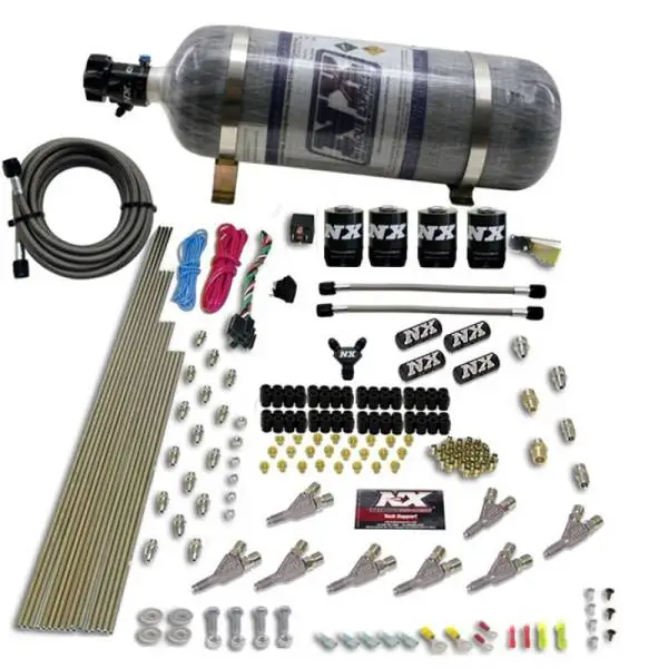 Nitrous Express STD Nozzle Nitrous Kit (200-500HP) Gas w//Dist Block & 4 Solenoids w/15lb Bottle image 2
