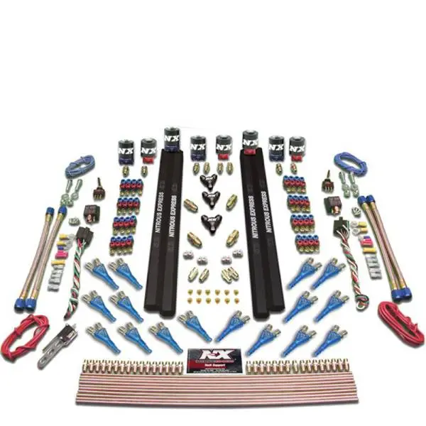 Nitrous Express Shark Dual Stage /Gas 16 Nozzles (200-1200HP) 8 Solenoids Nitrous Kit w/o Bottle image 3