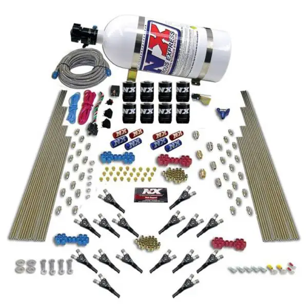 Nitrous Express Shark Dual Stage/Gas 16 Nozzles 8 Solenoids Nitrous Kit (200-1200HP) w/10lb Bottle image 3