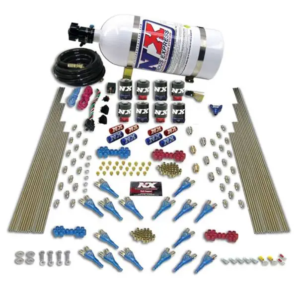 Nitrous Express Shark Dual Stage/Gas 16 Nozzles 8 Solenoids Nitrous Kit (200-1200HP) w/Comp Bottle image 3