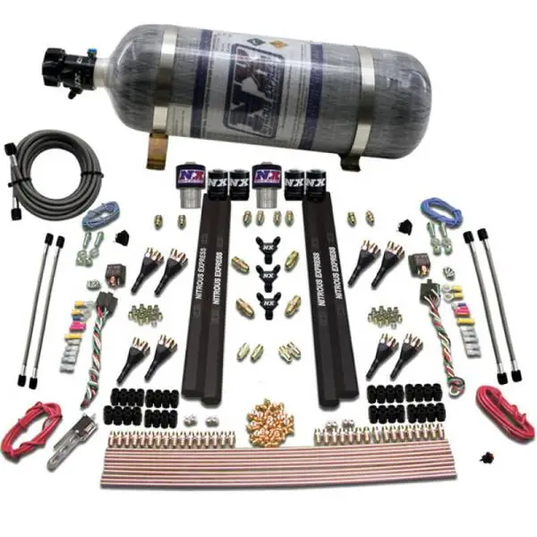 Nitrous Express SX2 Dual Stage/Gas/Rails 8 Nozzles Nitrous Kit (200-1200HP) w/Composite Bottle image 2