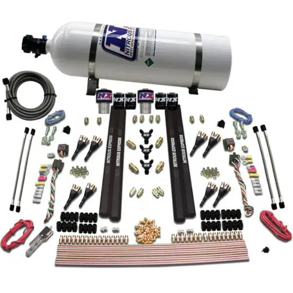 Nitrous Express SX2 Dual Stage /Gas/Rails 8 Nozzles Nitrous Kit (200-1200HP) w/15lb Bottle image 3