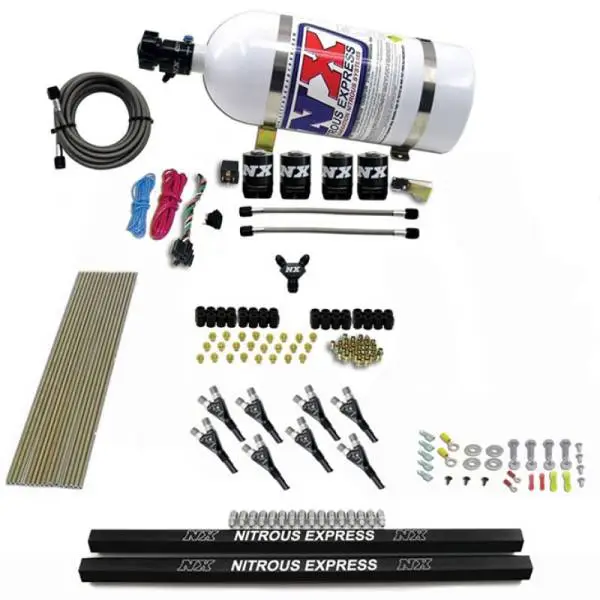 Nitrous Express Pro-Shk/Gas 4 Solenoids Nitrous Kit (200-600HP) w/Rails and 10lb Bottle image 2