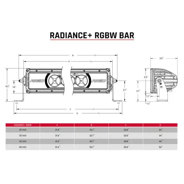 Rigid Industries Radiance+ 20in. RGBW Light Bar thumbnail 12