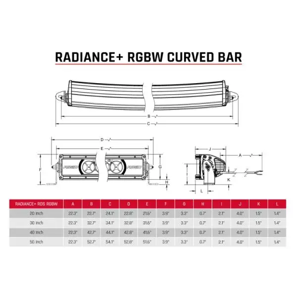 Rigid Industries Radiance+ Curved 30in. RGBW Light Bar thumbnail 11