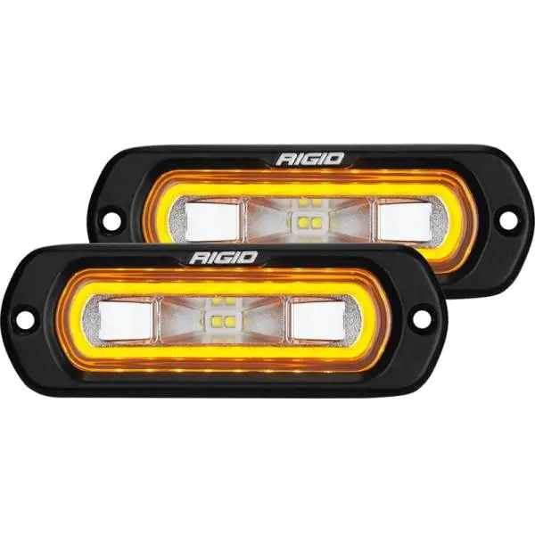 Rigid Industries SR-L Series Flush Mount LED Spreader Pair w/ Amber Halo - Universal thumbnail 2