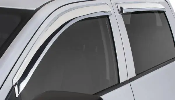 Stampede 2015-2019 Chevy Colorado Crew Cab Pickup Tape-Onz Sidewind Deflector 4pc - Chrome thumbnail 2