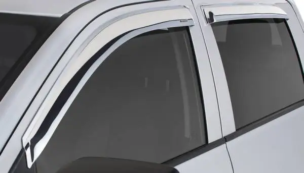 Stampede 2015-2019 Chevy Colorado Crew Cab Pickup Tape-Onz Sidewind Deflector 4pc - Chrome thumbnail 3