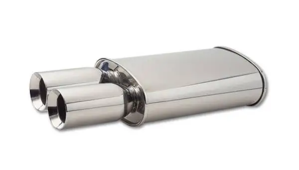 Vibrant StreetPower Oval Muffler w/ Dual 3.5in Round Tips Straight Cut Beveled Edge 2.5in inlet I.D. thumbnail 2