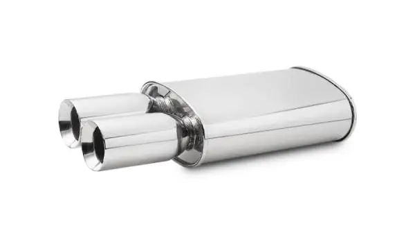 Vibrant StreetPower Oval Muffler w/ Dual 3.5in Round Tips Straight Cut Beveled Edge 2.5in inlet I.D. thumbnail 3