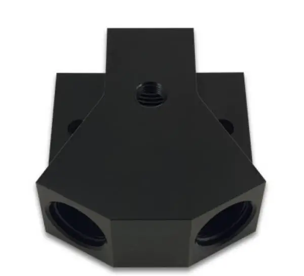 Vibrant Billet Aluminum Y-Block Fitting with 1/8in NPT Port -8AN x Dual -8AN ORB image 3