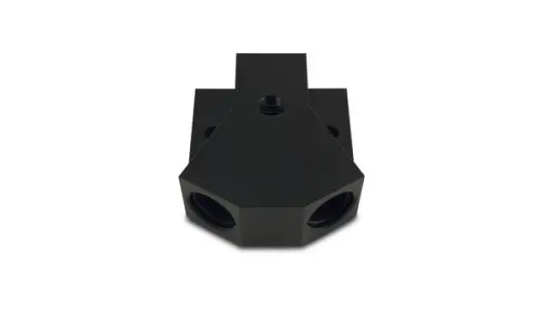 Vibrant Billet Aluminum Y-Block Fitting with 1/8in NPT Port -10AN x Dual -8AN ORB image 2