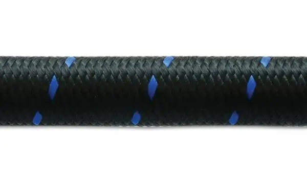 Vibrant -4 AN Two-Tone Black/Blue Nylon Braided Flex Hose (10 foot roll) thumbnail 4