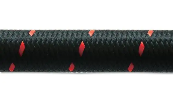 Vibrant -6 AN Two-Tone Black/Red Nylon Braided Flex Hose (10 foot roll) thumbnail 4