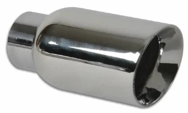 Vibrant 4in OD Round SS Exhaust Tip (Double Wall Angle Cut Beveled Outlet) 3in. ID Inlet thumbnail 3