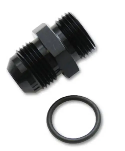 Vibrant -3AN Male Flare to -4 ORB Male Straight Adapter w/O-Ring - Anodized Black image 3