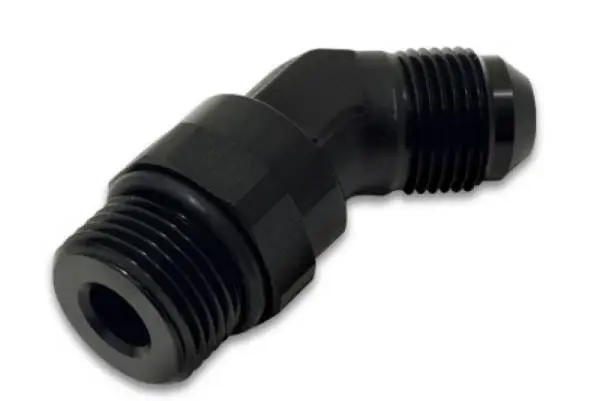 Vibrant -6AN Male Flare to Male -8AN ORB Swivel 45 Degree Adapter Fitting - Anodized Black image 3
