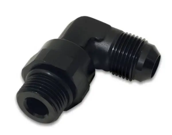 Vibrant -8AN Male Flare to Male -6AN ORB Swivel 90 Degree Adapter Fitting - Anodized Black image 3