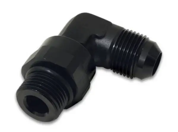 Vibrant -12AN Male Flare to Male -12AN ORB Swivel 90 Degree Adapter Fitting - Anodized Black image 3