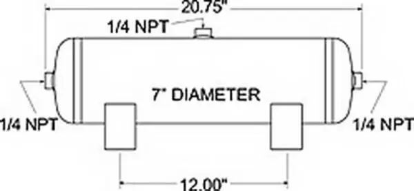 Firestone Air Tank 3 Gallon 7in. x 17.75in. (3) 1/4in. NPT Ports 150 PSI Max - Black (WR17609148) thumbnail 2