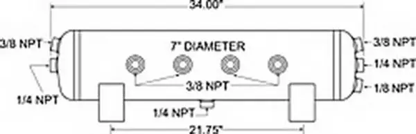 Firestone Air Tank 5 Gallon 7in. x 34in. (6) 3/8in. NPT Ports 150 PSI Max - Black (WR17609242) thumbnail 2