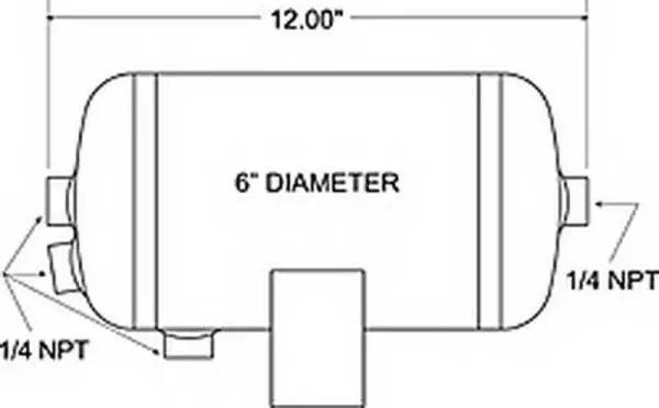Firestone Air Tank 1 Gallon 6in. x 12in. L (4) 1/4in. NPT Ports 150 PSI Max - Black (WR17609244) thumbnail 2