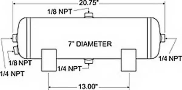 Firestone Air Tank 3 Gallon 7in. x 20.75in. (3) 1/4in. NPT Ports 150 PSI Max - Black (WR17609245) thumbnail 2