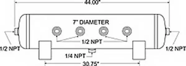 Firestone Air Tank 20 Gallon 12in. x 44in. (6) 1/2in. NPT Ports 150 PSI Max - Black (WR17609277)