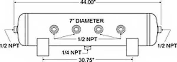 Firestone Air Tank 20 Gallon 12in. x 44in. (6) 1/2in. NPT Ports 150 PSI Max - Black (WR17609277) thumbnail 2