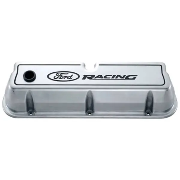 Ford Racing Logo Die-Cast Black Valve Covers Polished image 2