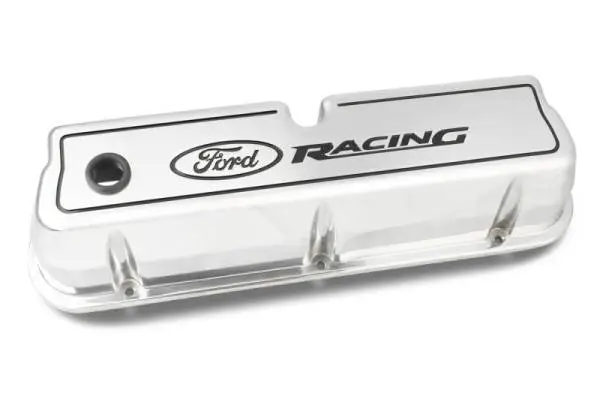 Ford Racing Logo Die-Cast Black Valve Covers Polished image 3